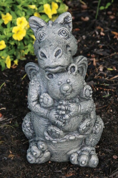 Dragon with Teddy Bear Sculpture Cute Statue Story Book Statuary